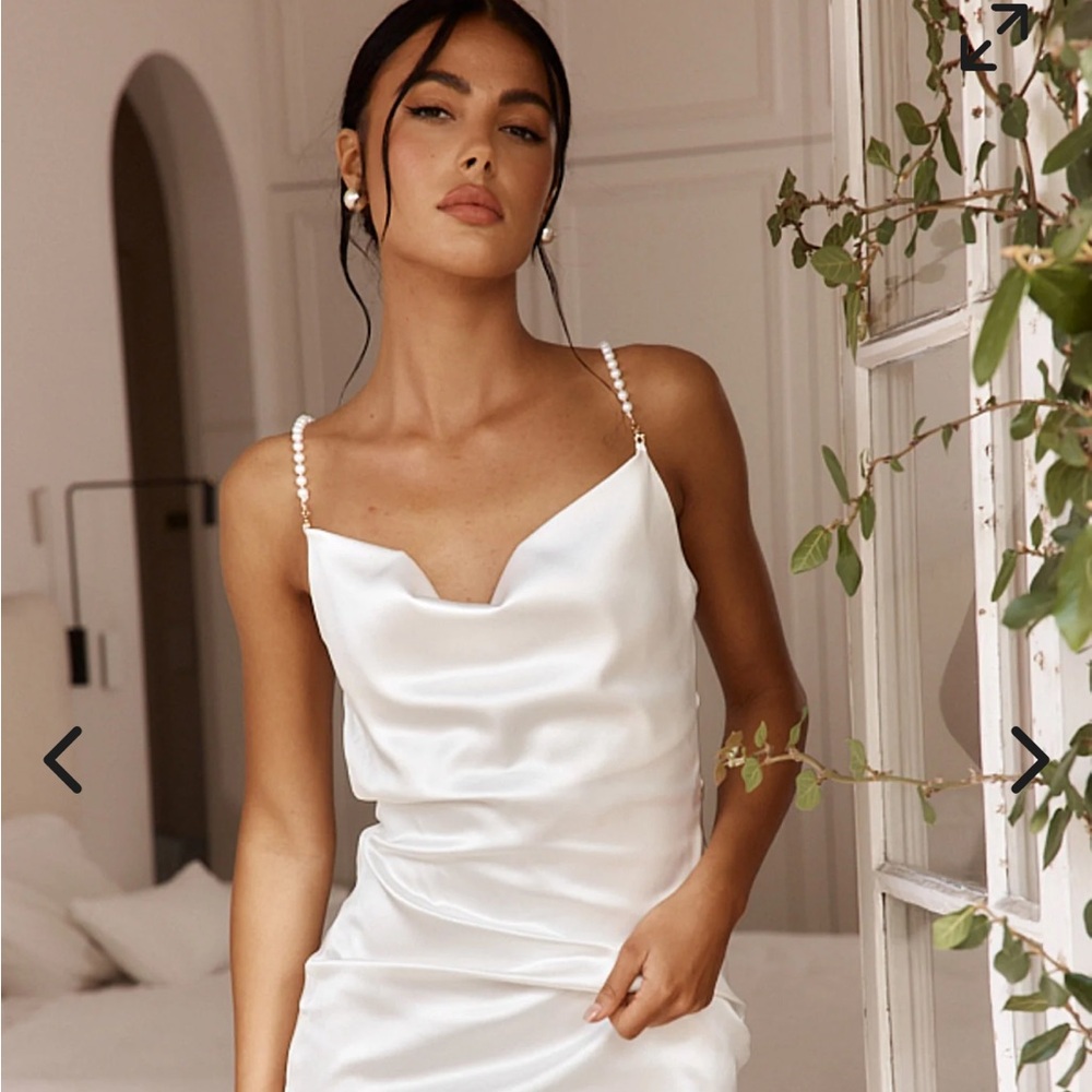 Selfie Leslie White Satin Maxi Dress